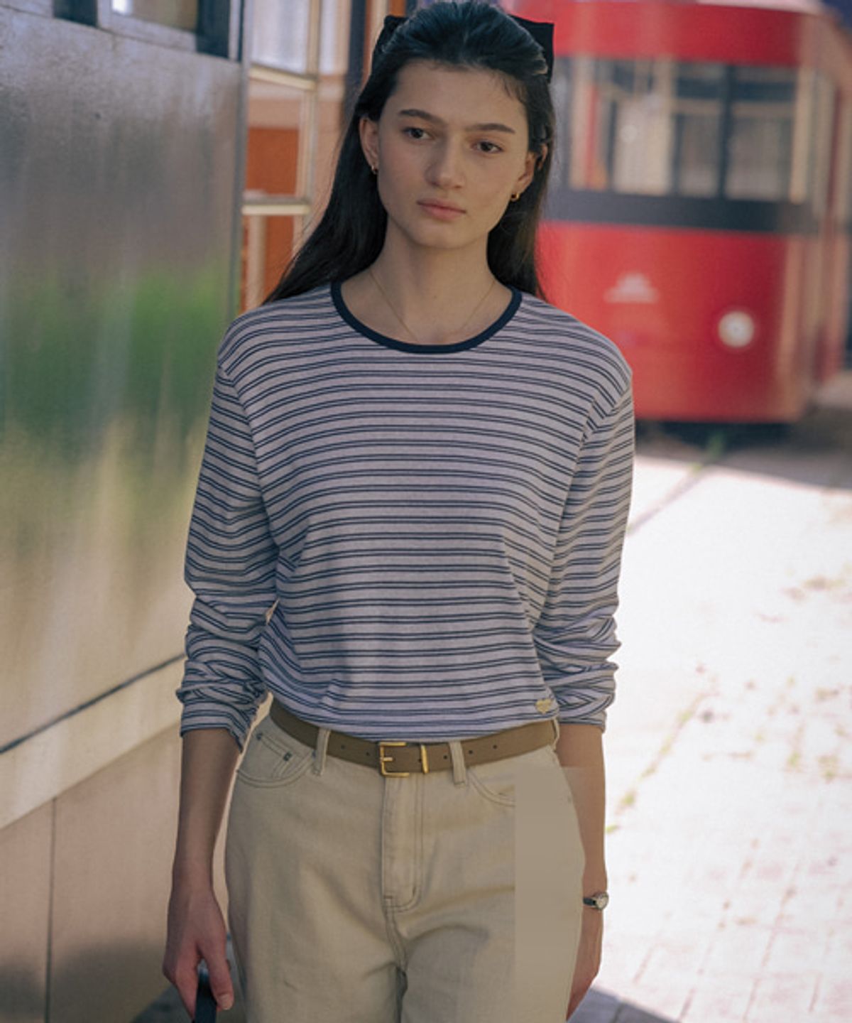 틸아이다이(TILL I DIE) Silky stripe cotton t-shirt TIFA01LT02_Blue
