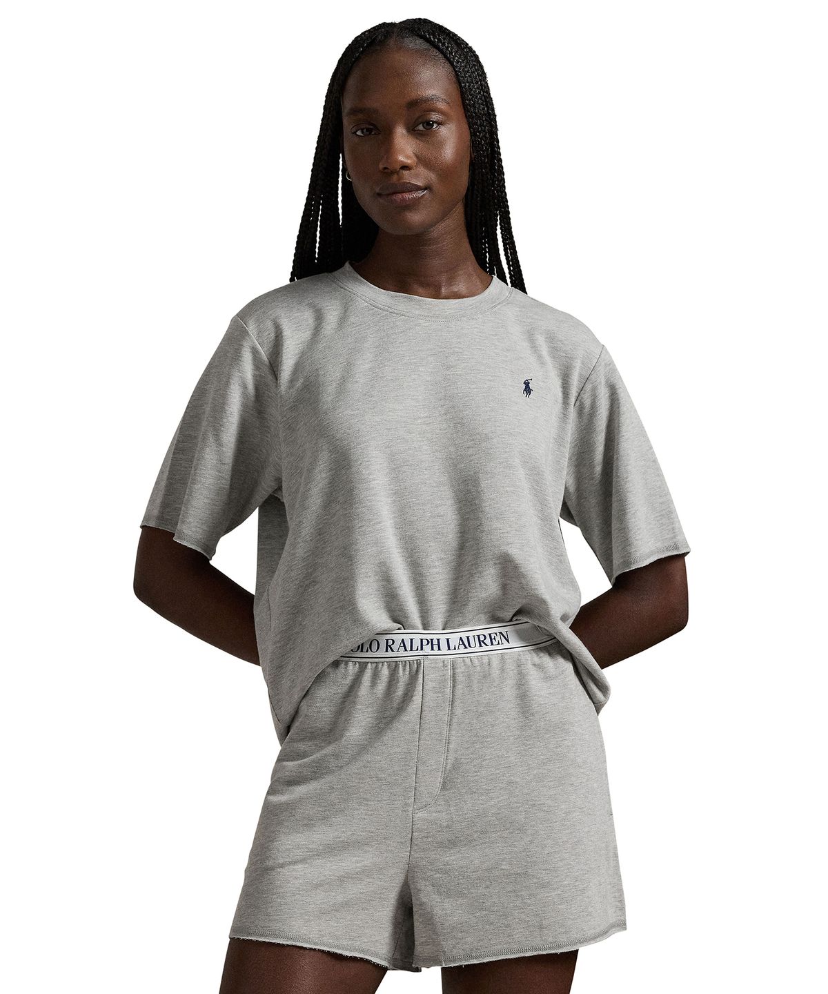 폴로 랄프로렌 이너웨어(POLO RALPH LAUREN INNERWEAR) 클럽 테리 숏 이지웨어 세트 그레이 4P8025