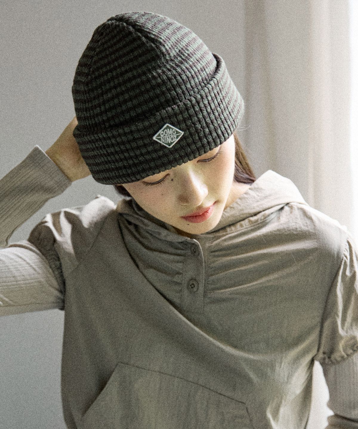꼬모니노즈(COMONINOZ) [CN]FW STRIPE KNIT BEANIE [3 COLOR]
