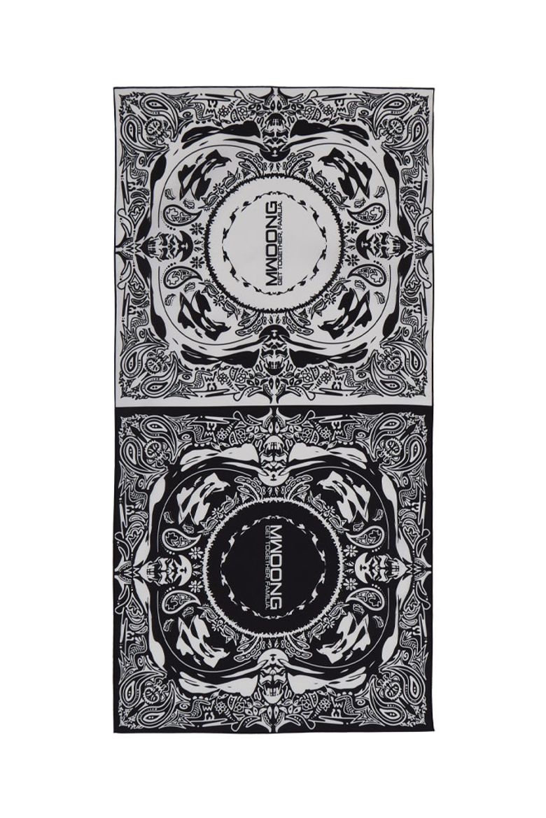 Double Bandana Silk Scarf(black white)