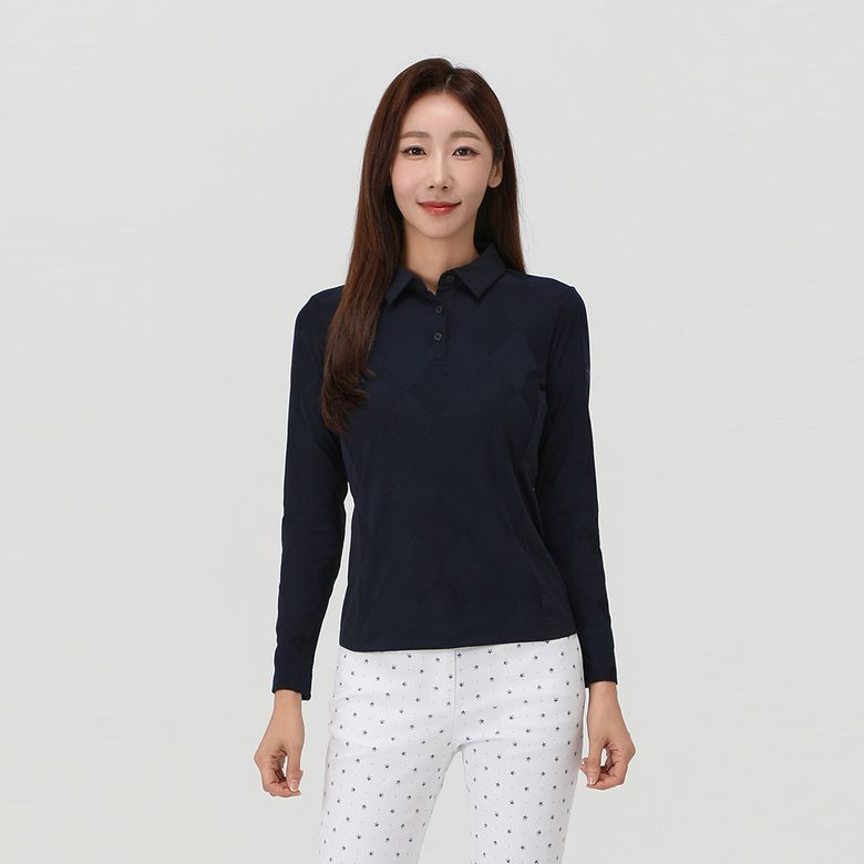 [엘르골프] 여성 자가드 폴로티셔츠_6J65205