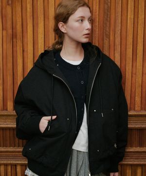 투웨이 오버핏 후드집업 블랙