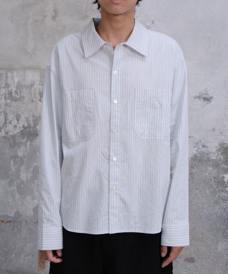 GRANDPA STRIPE TWO POCKET SHIRTS (BLUE)