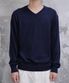 LOOSED FINE WOOL V-NECK KNIT (NAVY)