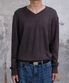 LOOSED FINE WOOL V-NECK KNIT (BROWN)