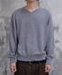 LOOSED FINE WOOL V-NECK KNIT (GRAY)