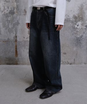 LOOSED WIDE DENIM PANTS (DYED INDIGO)