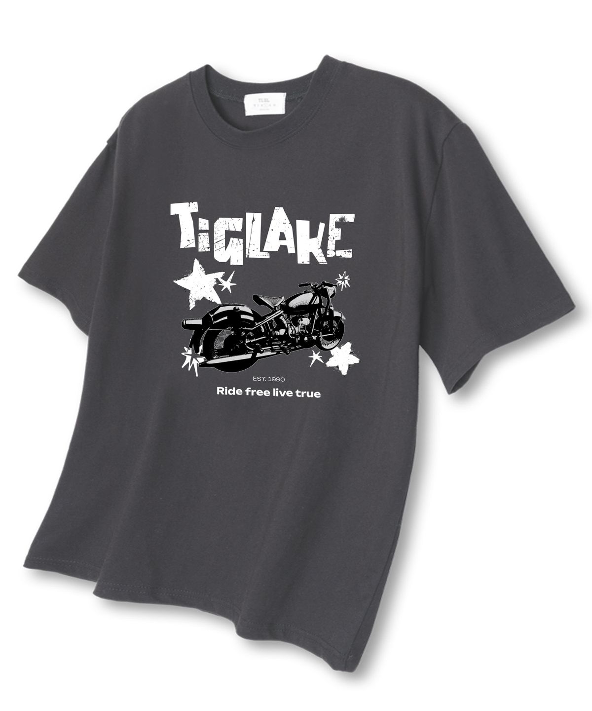 티글레이크(TI.GLAKE) 1990라이드프리 오버핏 반팔 티셔츠 다크그레이