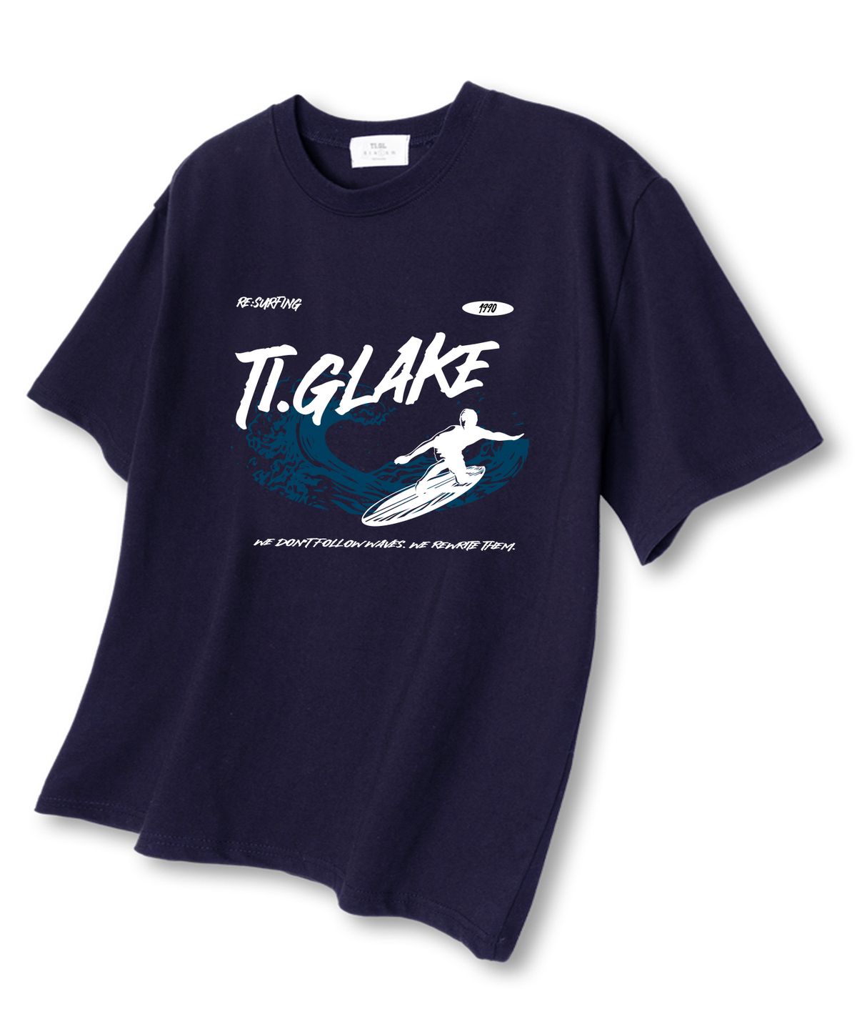 티글레이크(TI.GLAKE) 리서핑 오버핏 반팔 티셔츠 네이비