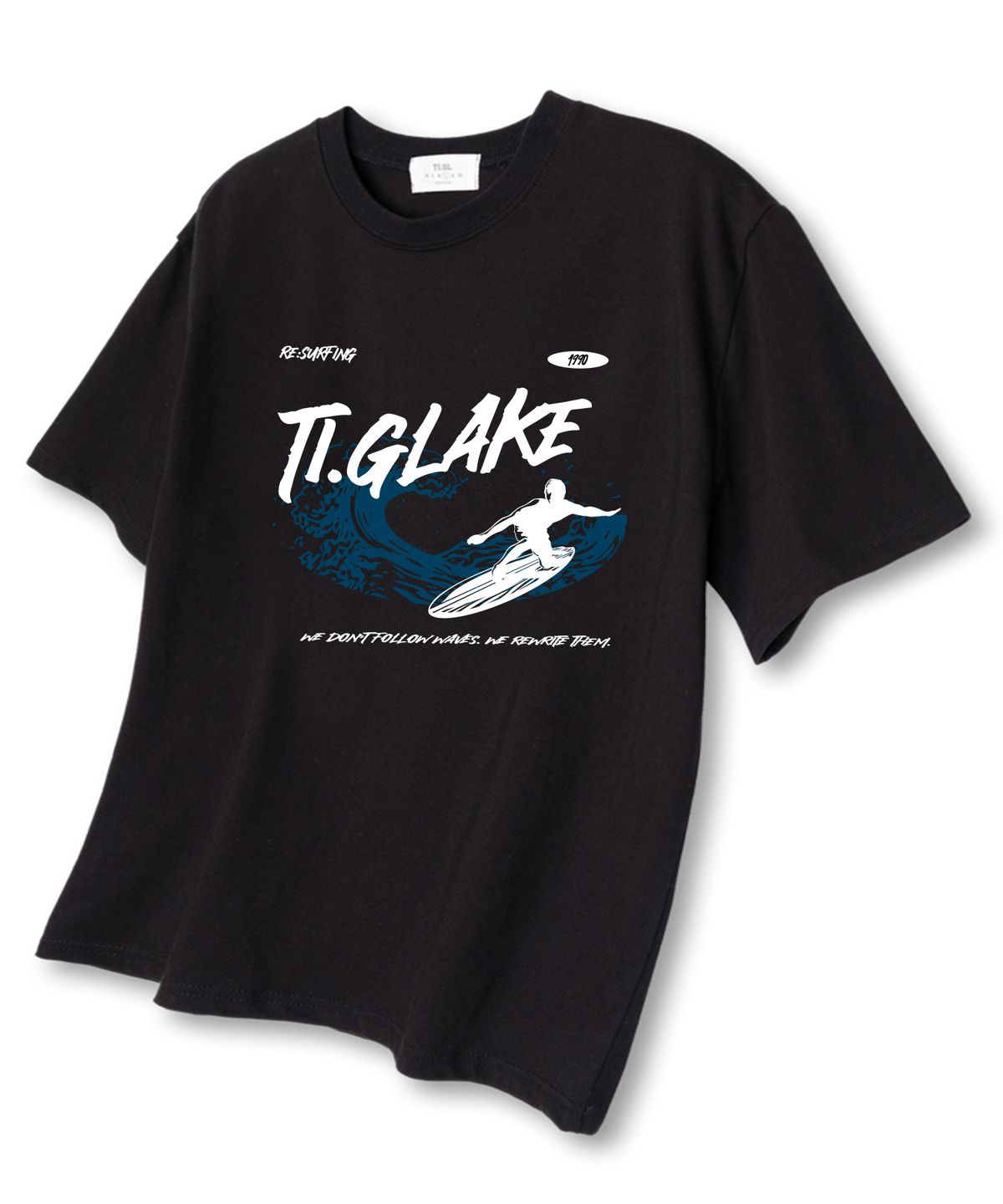 티글레이크(TI.GLAKE) 리서핑 오버핏 반팔 티셔츠 블랙