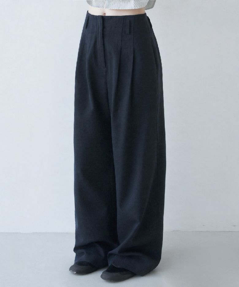 two-tuck W/S chino pants - black cachion