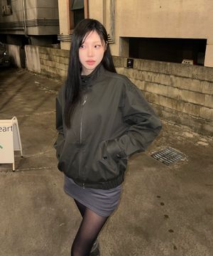 코튼 헤링턴 자켓 차콜