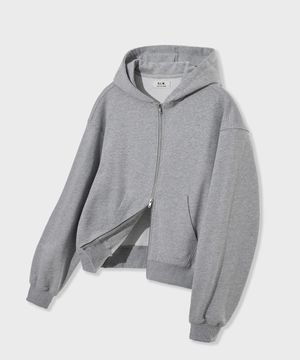 에센셜 투웨이 크롭 후드 집업 그레이