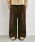와이드 투턱 코튼 팬츠 브라운