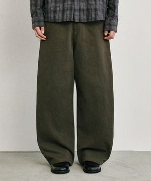 코튼 커브드 팬츠 차콜