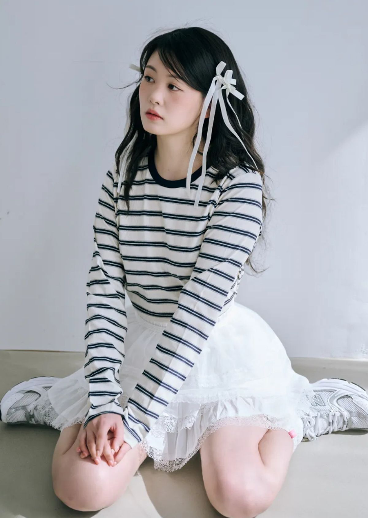 바이서우(BYSEOWOO) 이센셜 스트라이프 롱슬리브 티셔츠 (아이보리)