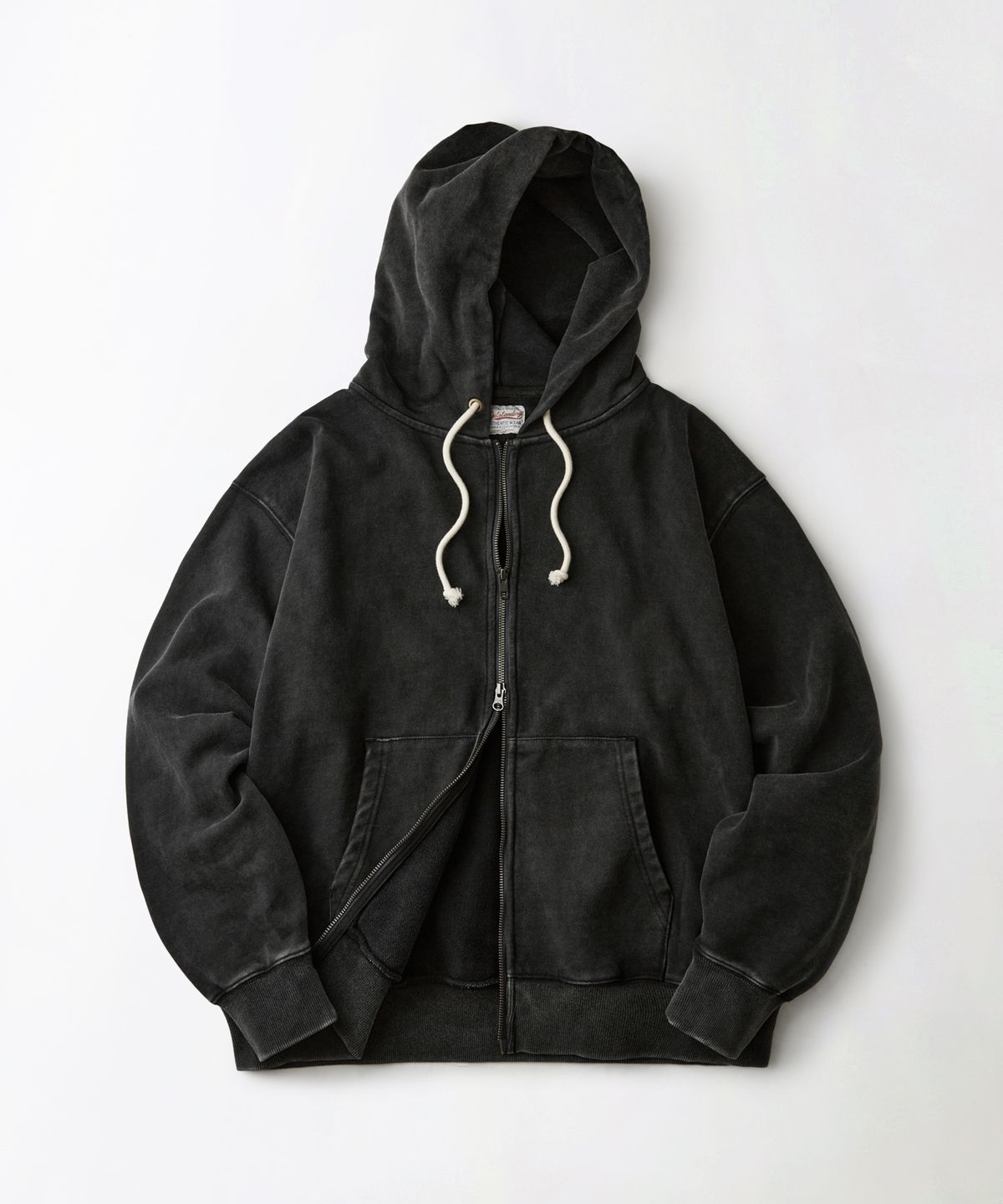 아웃스탠딩(OUTSTANDING) AUTHENTIC COMFORT HOOD ZIP SWEAT_VINTAGE CHARCOAL