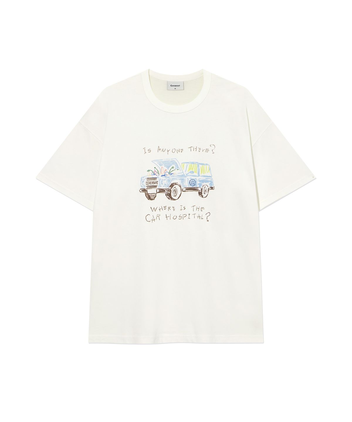 커버낫(COVERNAT) 빈티지 카 드로잉 티셔츠 Off White