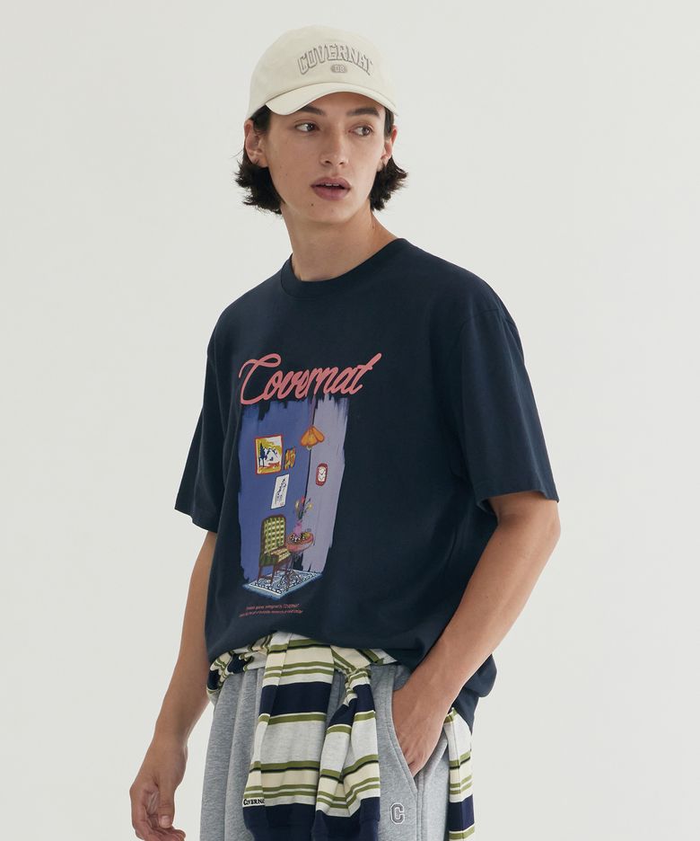 페인팅 그래픽 티셔츠 Navy