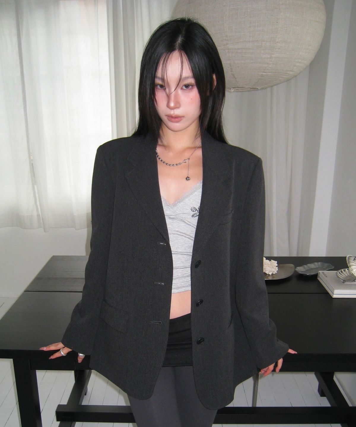 미쏘(MIXXO) 테일러드 세미 오버핏 자켓_MIWJKGT0PG