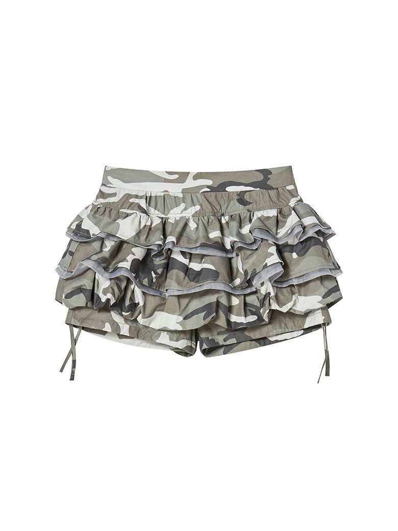 BALLOON FRILL SKIRTPANTS KHAKI
