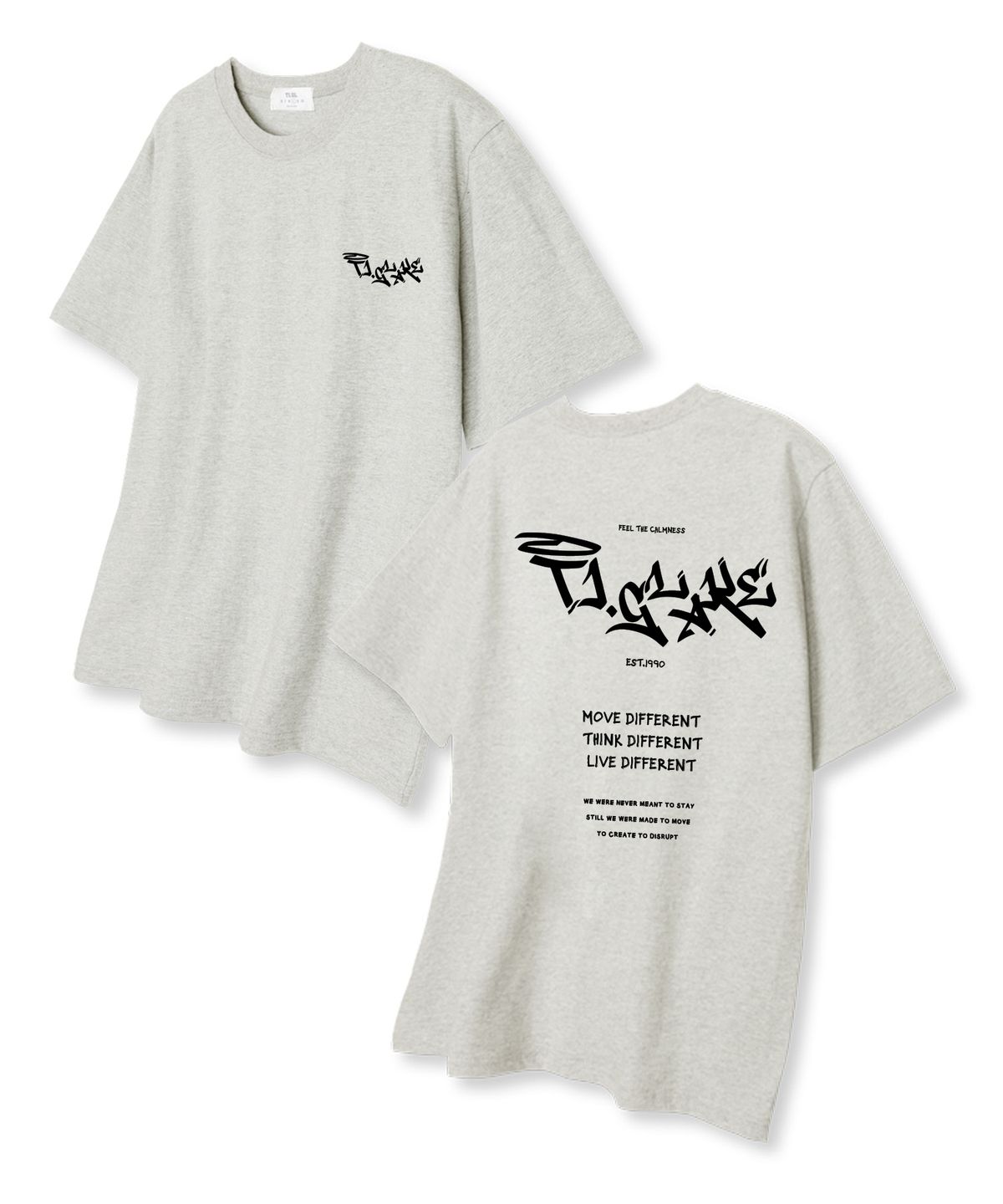 티글레이크(TI.GLAKE) 무브디프런트 오버핏 반팔 티셔츠 오트밀