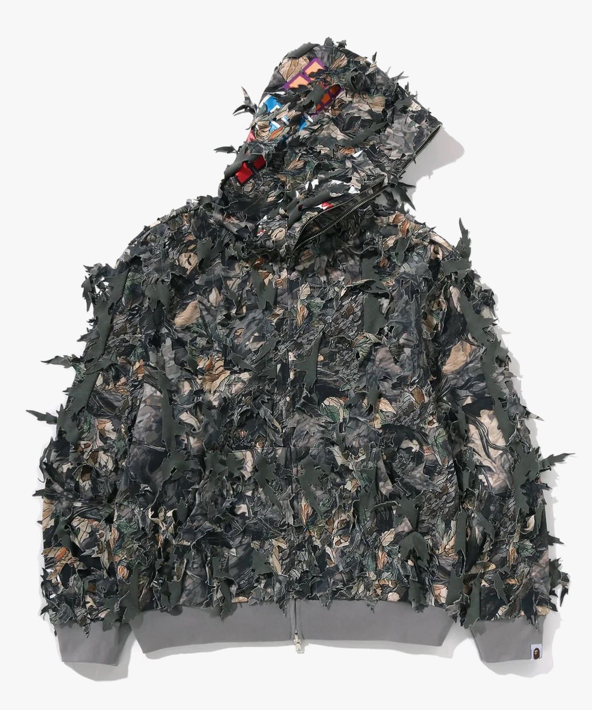 베이프(BAPE) 트리 엣지 카모 레이저 컷 샤크 크롭 핏 풀 집 후드(M) BROWN