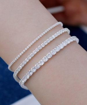 925 실버 테니스팔찌 여성 데일리 큐빅 은팔찌 3mm