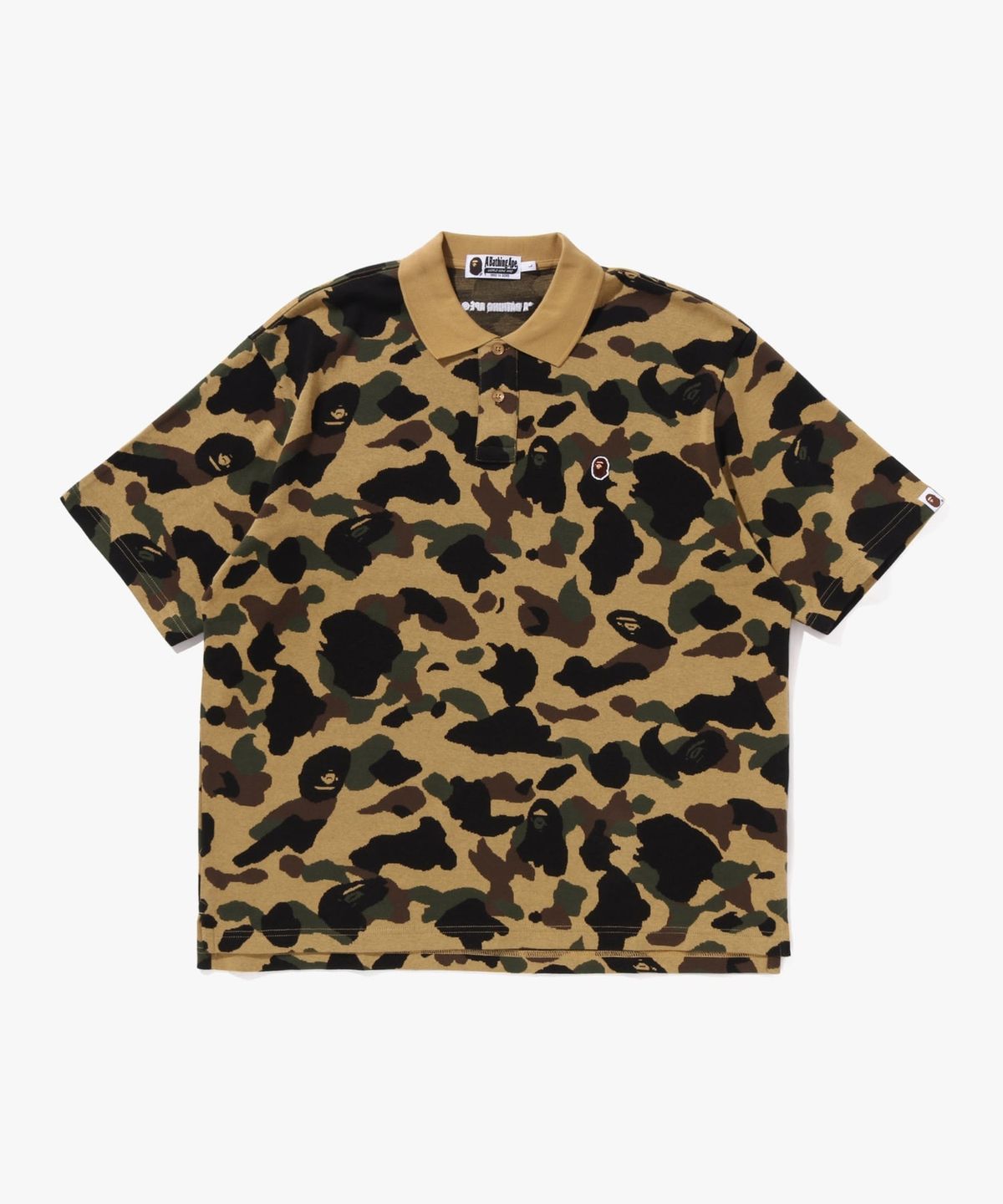 베이프(BAPE) 퍼스트 카모 자카드 릴렉스 핏 폴로 셔츠(M) YELLOW