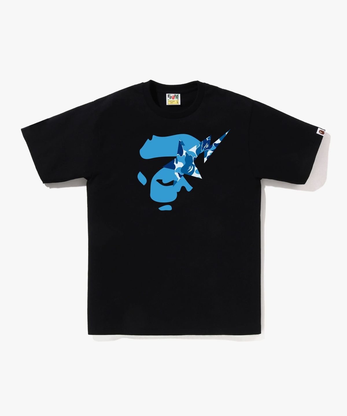 베이프(BAPE) ABC 카모 에이프 페이스 STA 티셔츠(M) BLACK/BLUE