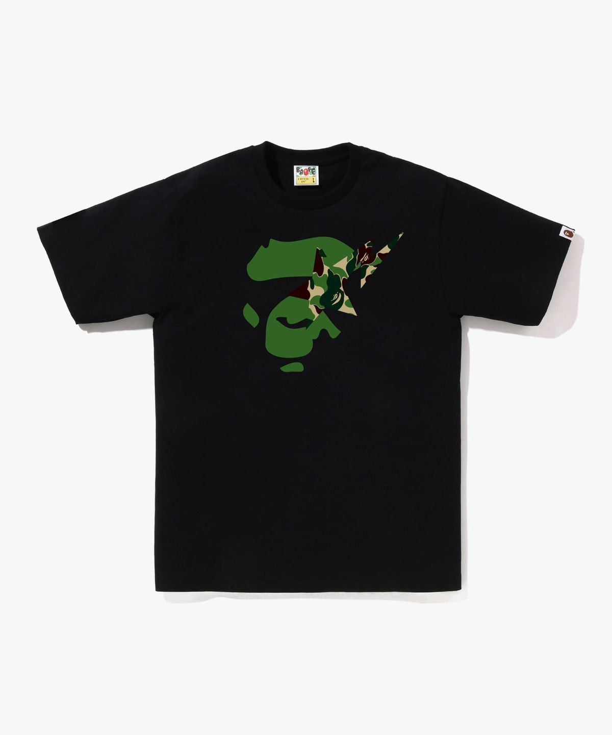 베이프(BAPE) ABC 카모 에이프 페이스 STA 티셔츠(M) BLACK/GREEN