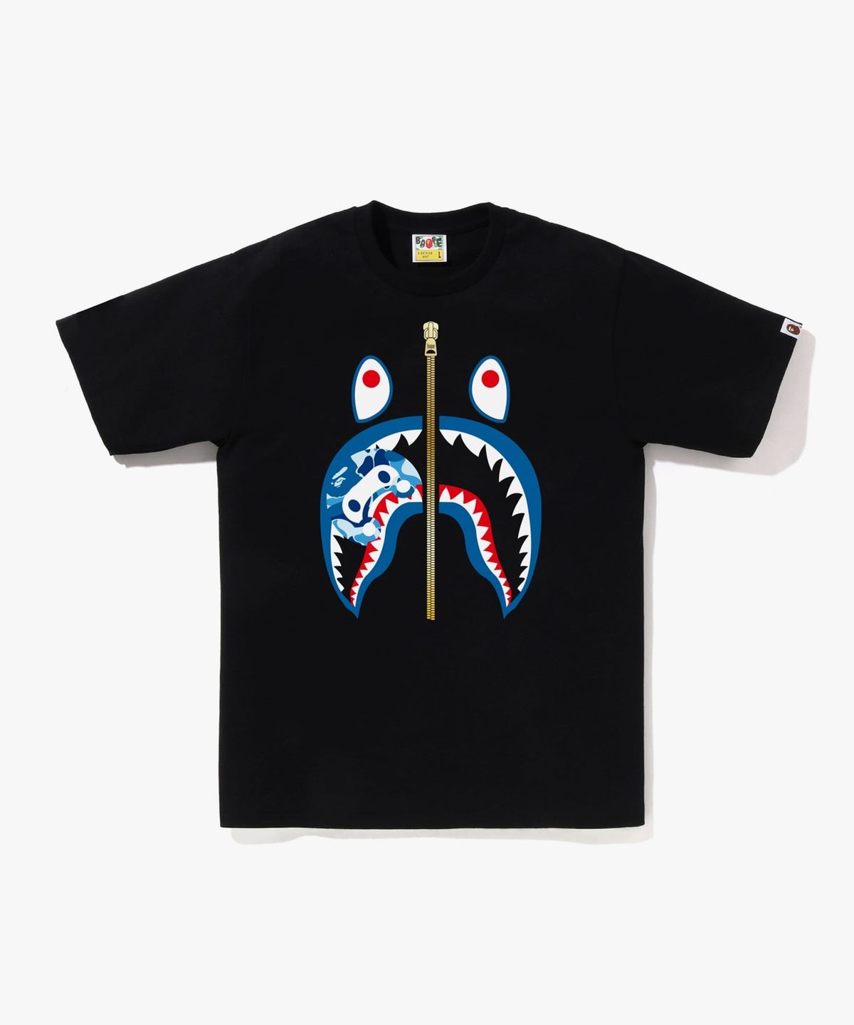 베이프(BAPE) ABC 카모 마일로 샤크 티셔츠(M) BLACK/BLUE