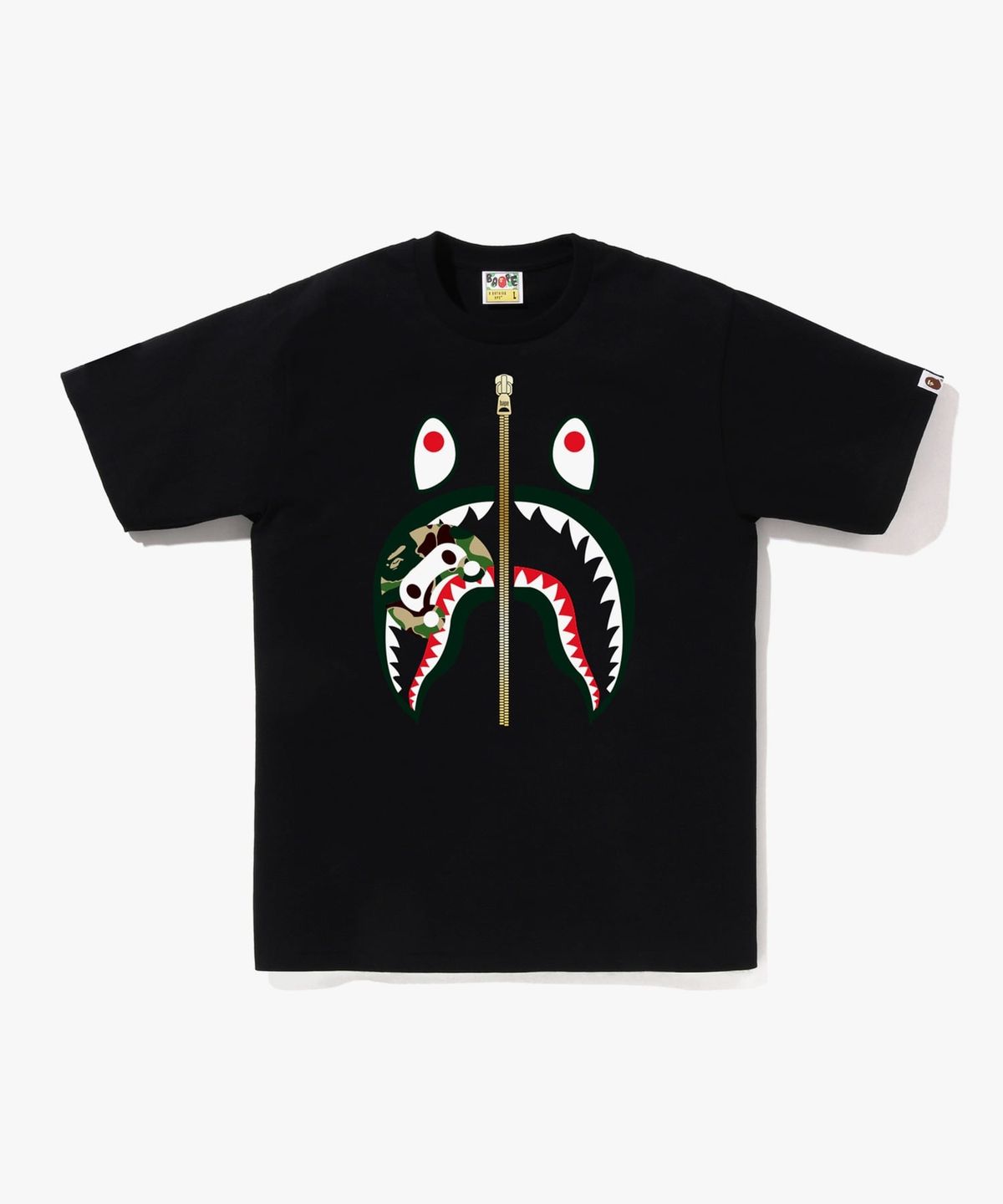 베이프(BAPE) ABC 카모 마일로 샤크 티셔츠(M) BLACK/GREEN