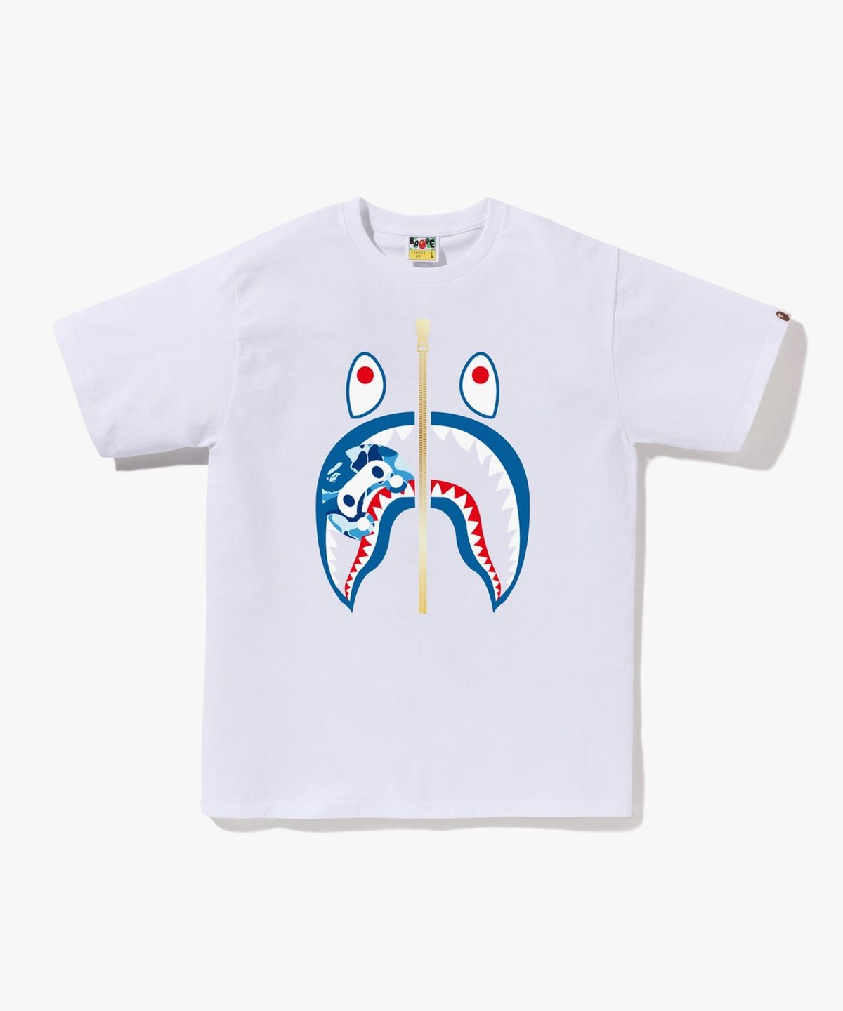 베이프(BAPE) ABC 카모 마일로 샤크 티셔츠(M) WHITE/BLUE