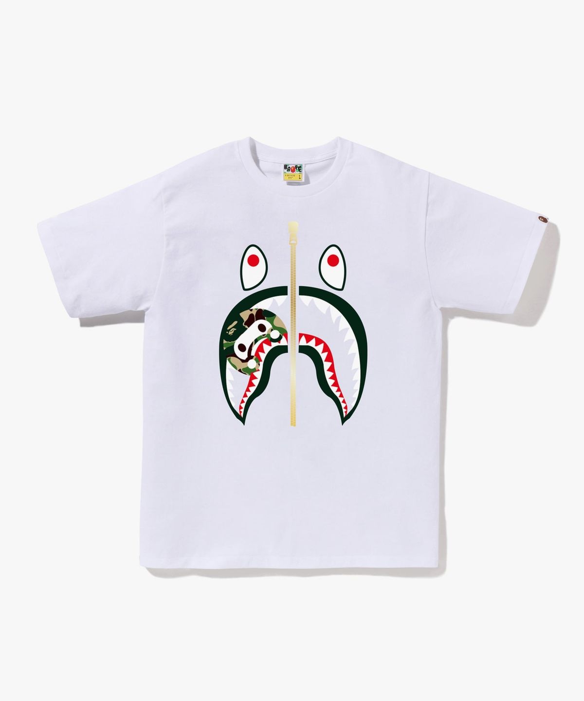 베이프(BAPE) ABC 카모 마일로 샤크 티셔츠(M) WHITE/GREEN
