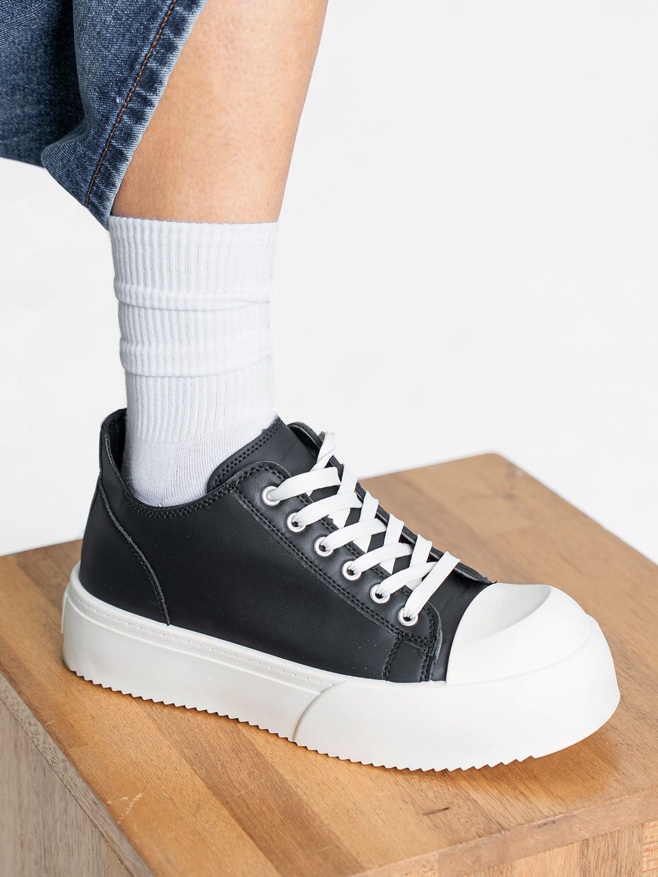 ★MUSINSA STANDARD★ Leather Court Sneakers Mark 2 SILVER MUSINSA | MUSINSA STANDARD Leather Court Sneakers Mark 2_White