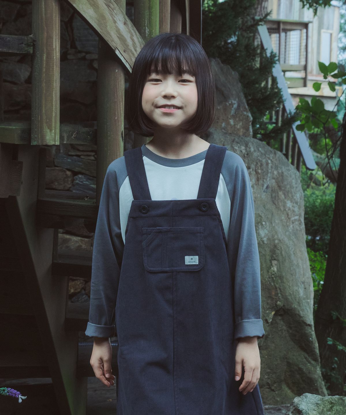 스노우피크 어패럴 키즈(SNOWPEAK APPAREL KIDS) 키즈 나그랑 배색 티셔츠 (S25FKFTL81) Dark Navy