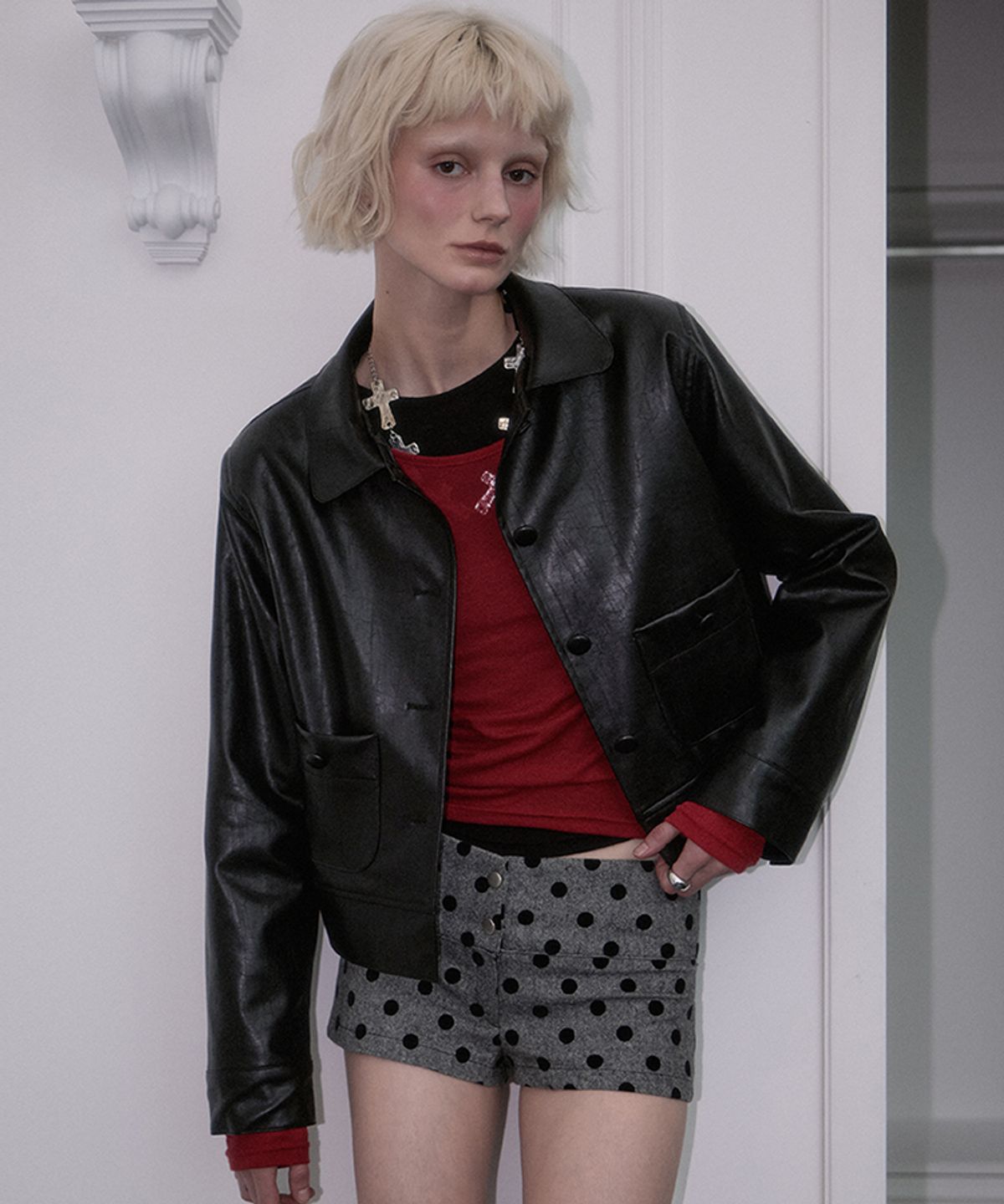 로제프란츠(ROSEFRANTZ) Round Leather Jacket [Black]