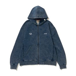 HUSTLE CLASSIC ZIP UP WASHED NAVY