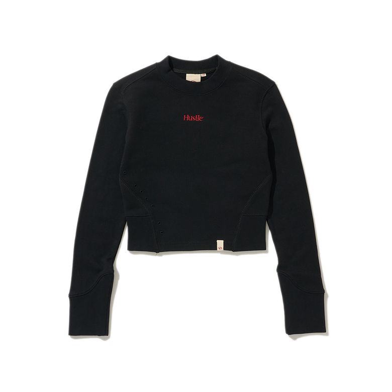 (W) HUSTLE CROP SWEAT BLACK