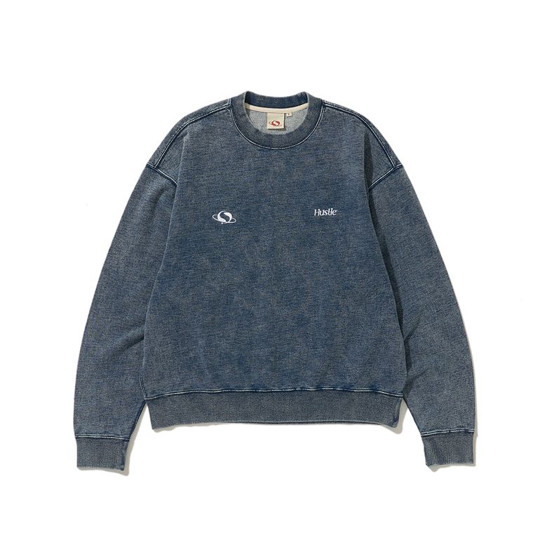 HUSTLE CLASSIC SWEAT SHIRT WASHED NAVY
