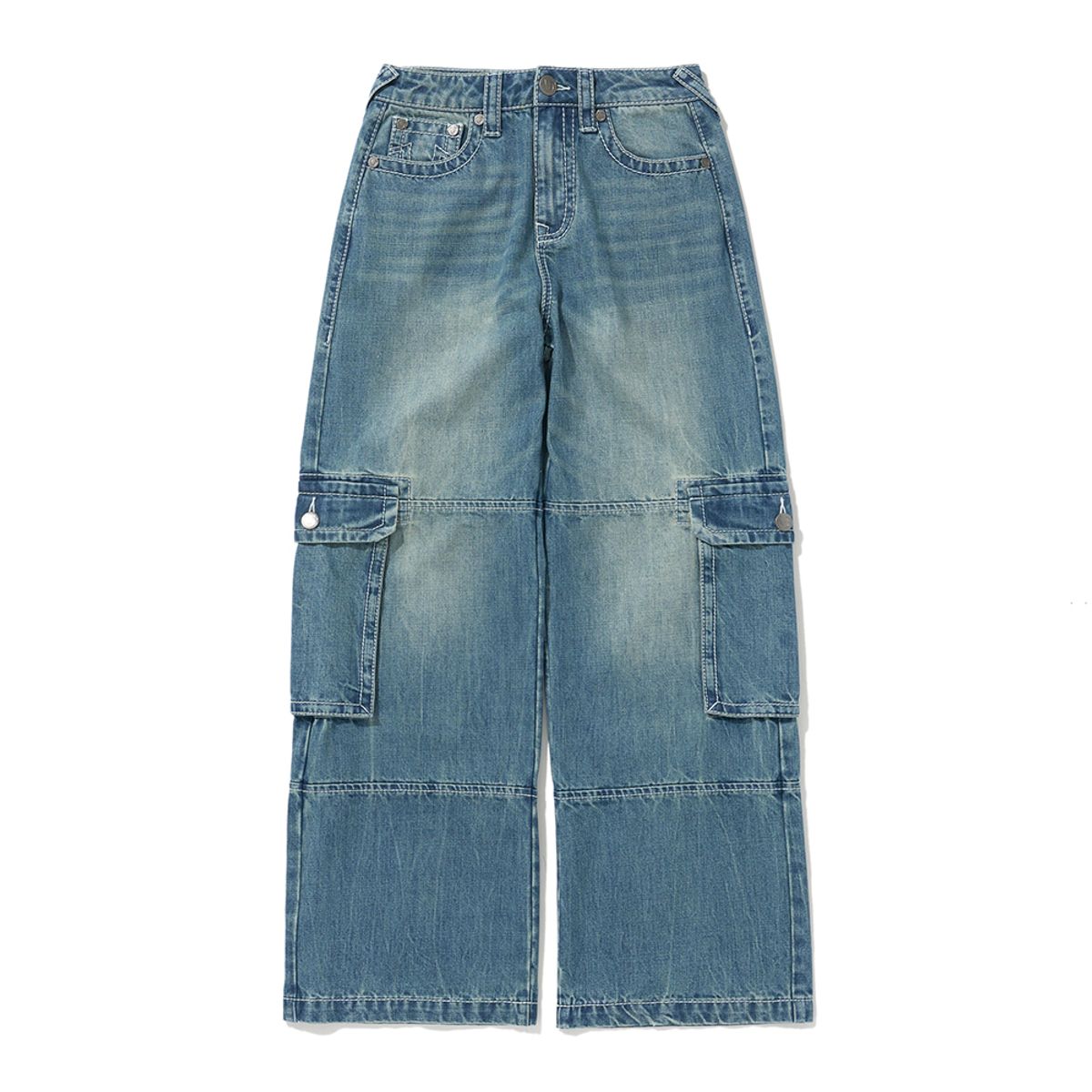 트루릴리젼(TRUERELIGION) SIGNATURE CARGO PANTS WASHED INDIGO