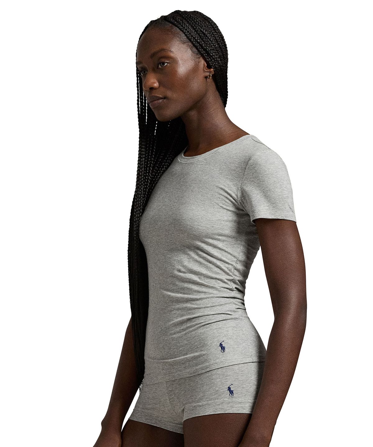 폴로 랄프로렌 이너웨어(POLO RALPH LAUREN INNERWEAR) 여성 반팔 티셔츠 그레이 4P0487
