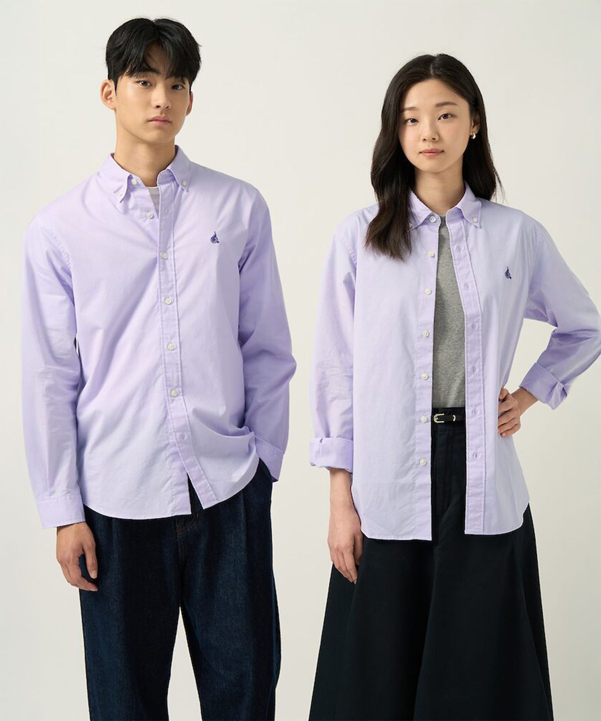 빈폴 멘(BEANPOLE MEN) 남녀공용 플레인 솔리드 셔츠  라이트 퍼플