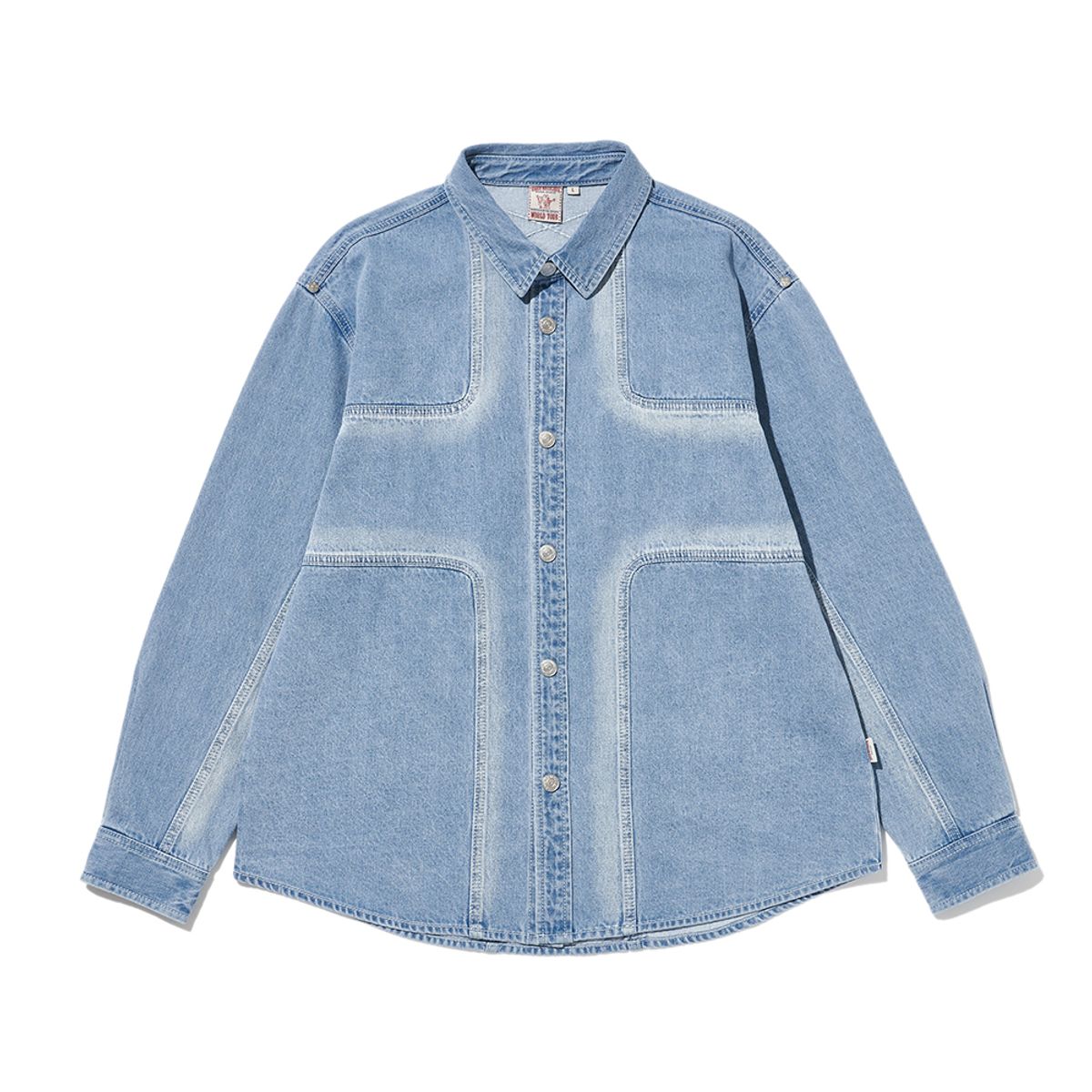 트루릴리젼(TRUERELIGION) CAUTION CROSS DENIM SHIRT LIGHT INDIGO