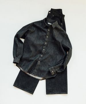 시티 노마드 데님 셔츠 - 로우 블랙