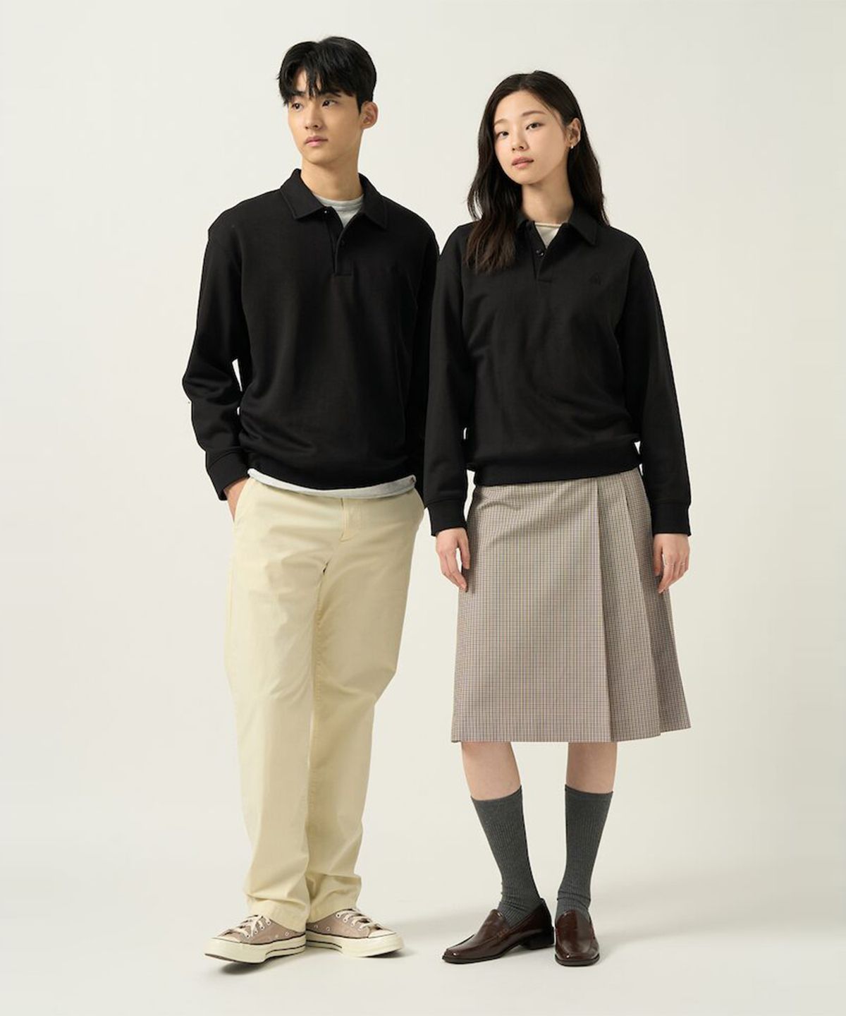 빈폴 멘(BEANPOLE MEN) 더블니트 칼라넥 스웨트 셔츠  블랙