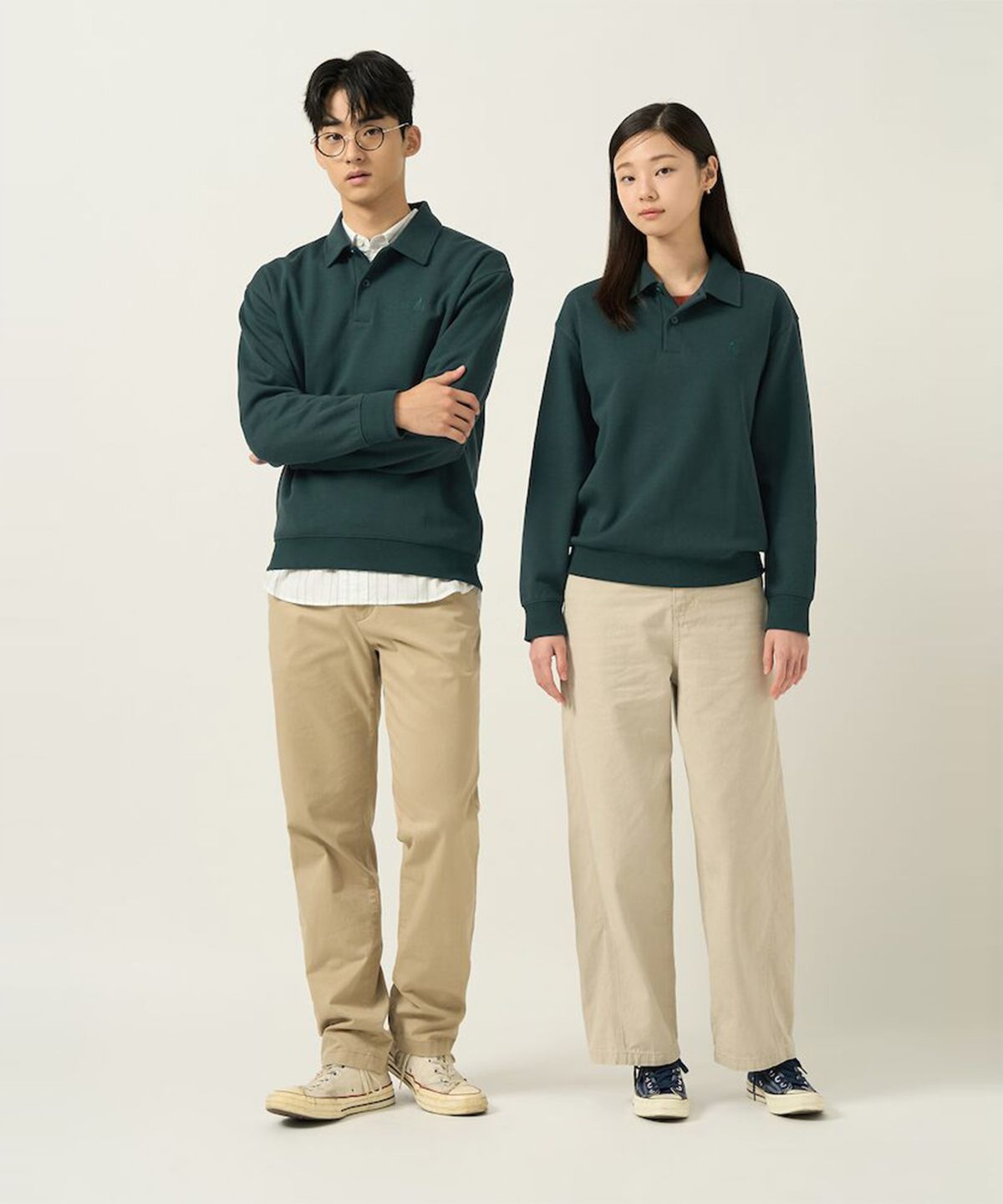 빈폴 멘(BEANPOLE MEN) 더블니트 칼라넥 스웨트 셔츠  그린