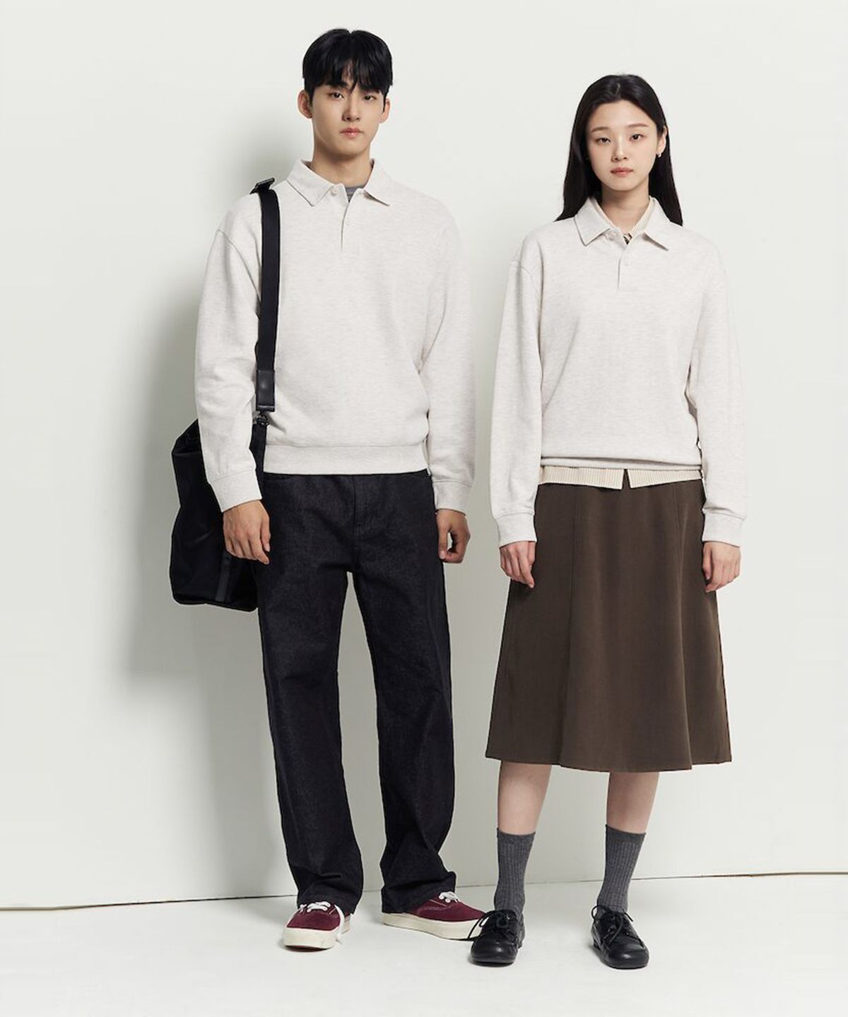 빈폴 멘(BEANPOLE MEN) 더블니트 칼라넥 스웨트 셔츠  아이보리