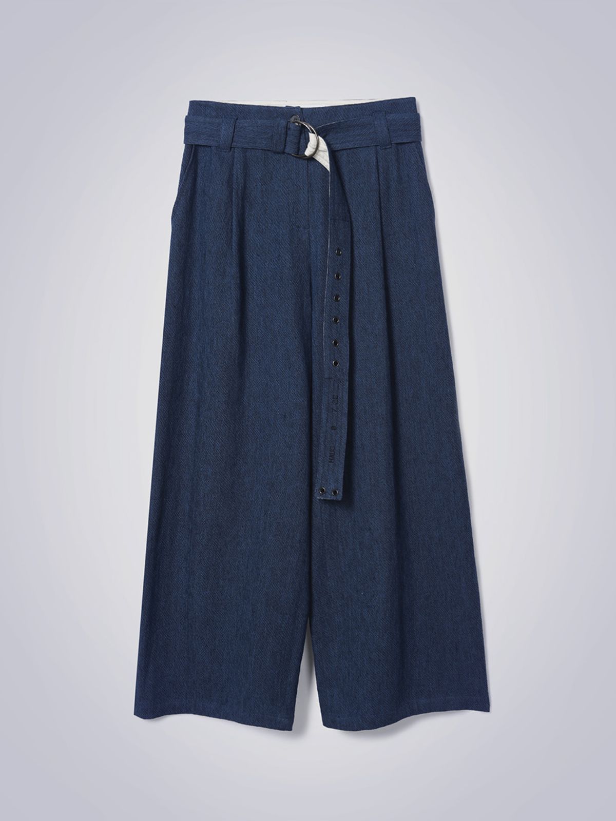 하우스공칠이씨(HAUS072C) BELT LINEN WIDE PANTS BLUE
